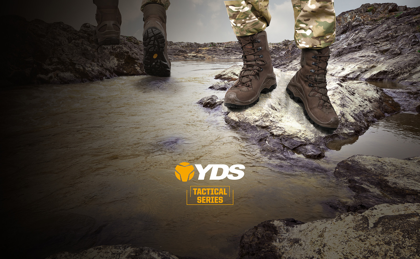 military boots slider with YDS logo